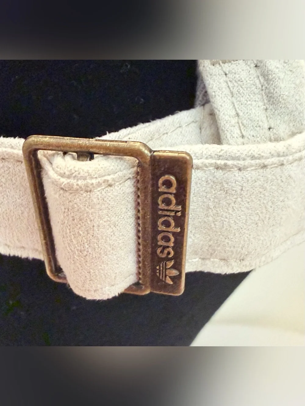 Adidas Trefoil Beige Faux Suede Adjustable Baseball Hat Cap Unisex